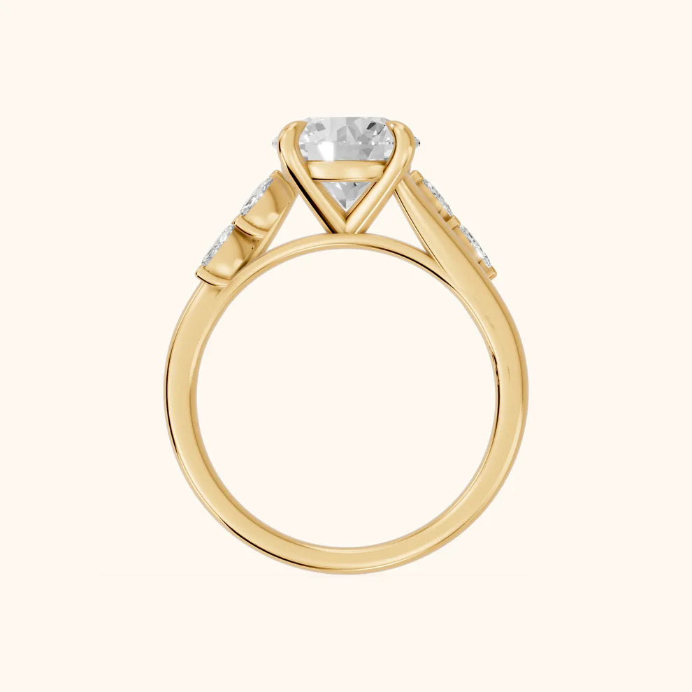 Cushion Cut Floral Lab Grown Diamond & Moissanite Engagement Ring
