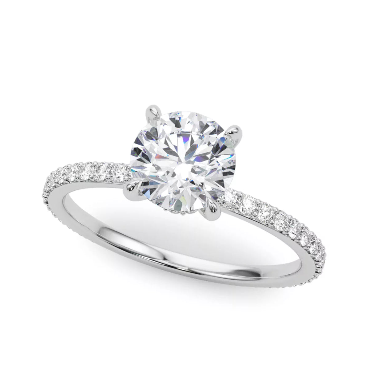 round lab grown diamond engagement ring in 14k, side profile