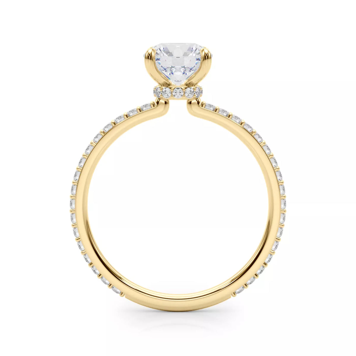 round lab grown diamond engagement ring in 10k, close-up