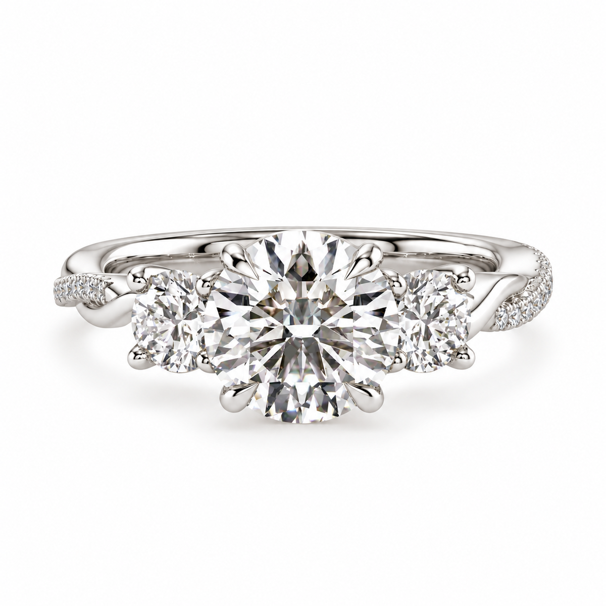 round lab grown diamond engagement ring in gold, on-hand