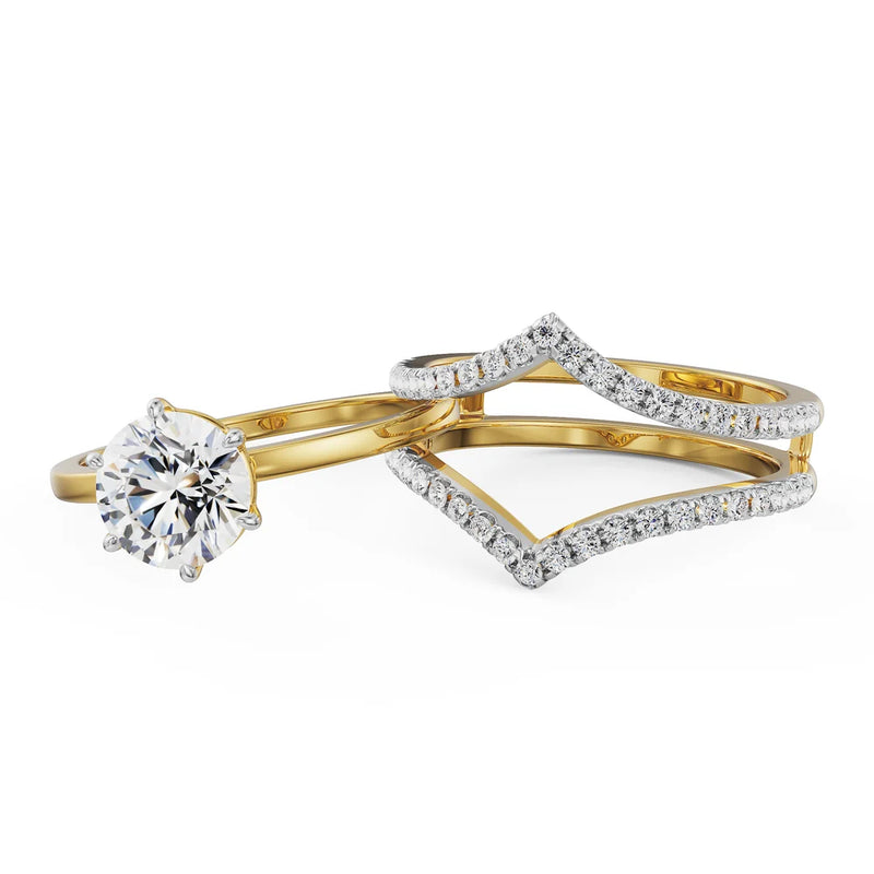 round lab grown diamond engagement ring in silver, three-quarter view