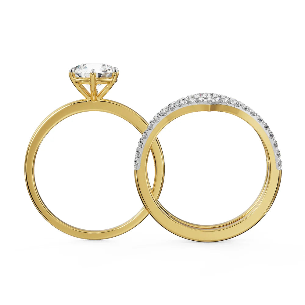 round lab grown diamond engagement ring in silver, on-hand view