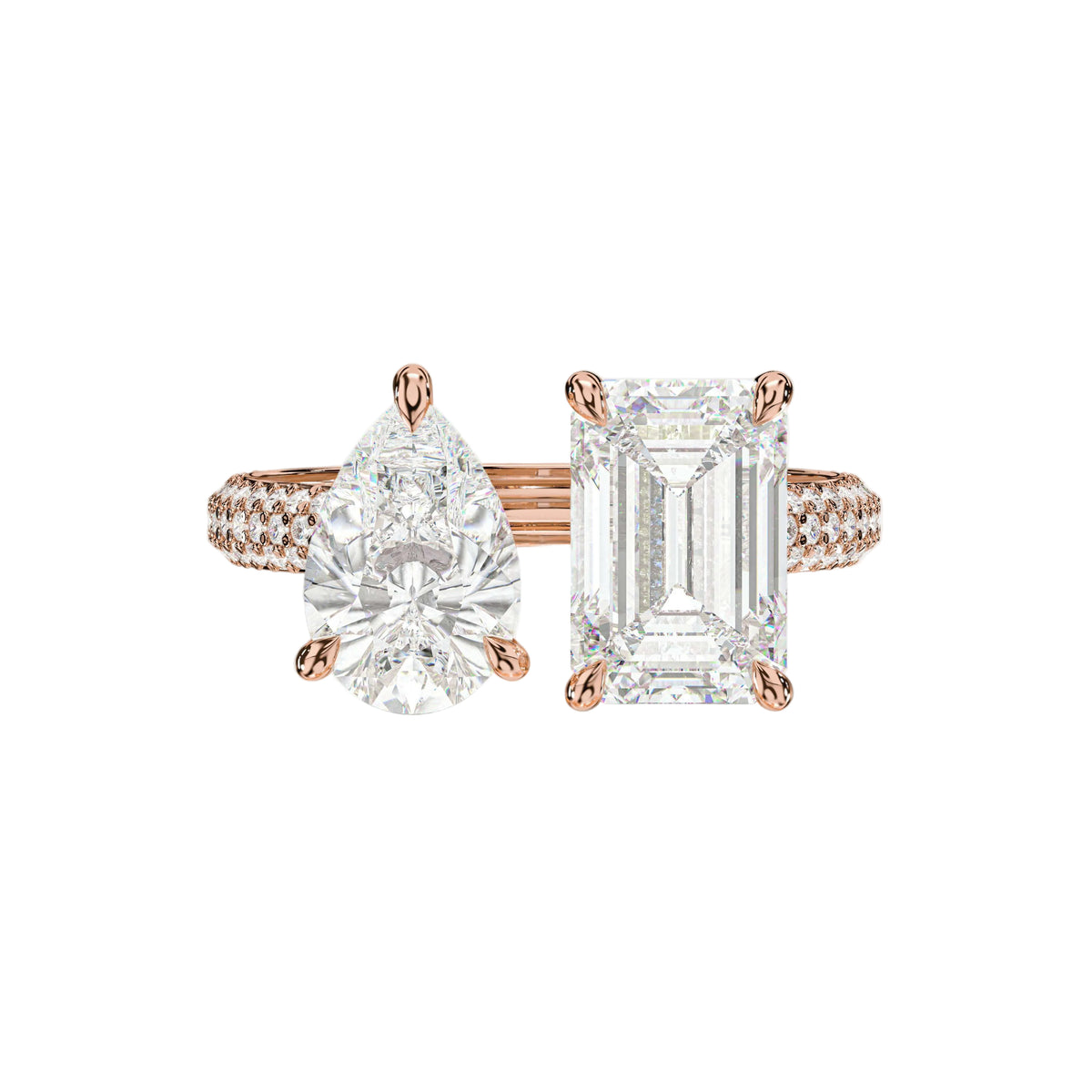 emerald lab grown diamond ring in silver, on-hand