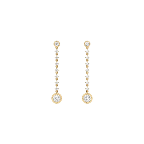Dainty Round Diamond Drop Earrings, Bridal, Bridesmaid Gift, Wedding Party Jewelry  Earrings Length 41.70mm