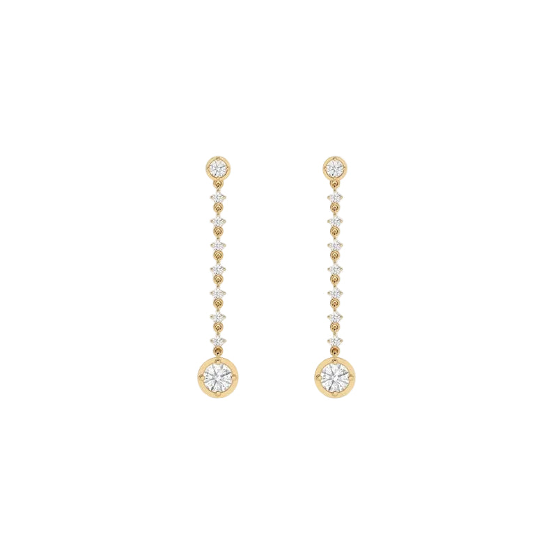 Dainty Round Diamond Drop Earrings, Bridal, Bridesmaid Gift, Wedding Party Jewelry  Earrings Length 41.70mm