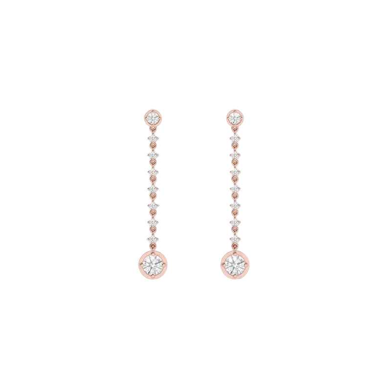 Dainty Round Diamond Drop Earrings, Bridal, Bridesmaid Gift, Wedding Party Jewelry  Earrings Length 41.70mm