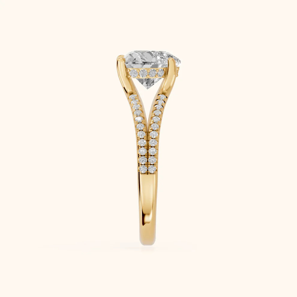 Heart Cut Lab Grown Diamond & Moissanite Pavé Split Shank Solitaire Engagement Ring
