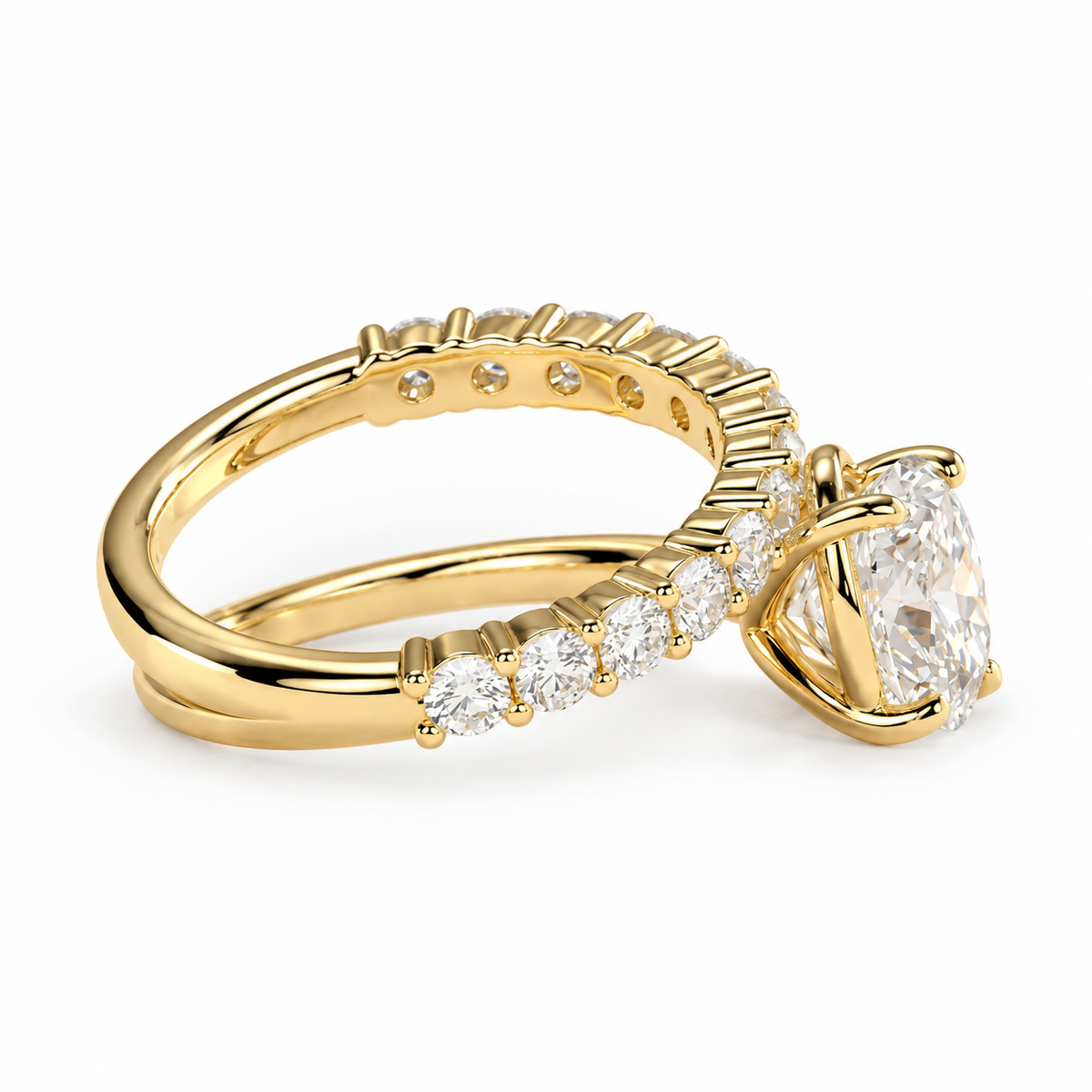 Oval Lab Grown Diamond Ring,  Halo Pavé Engagement