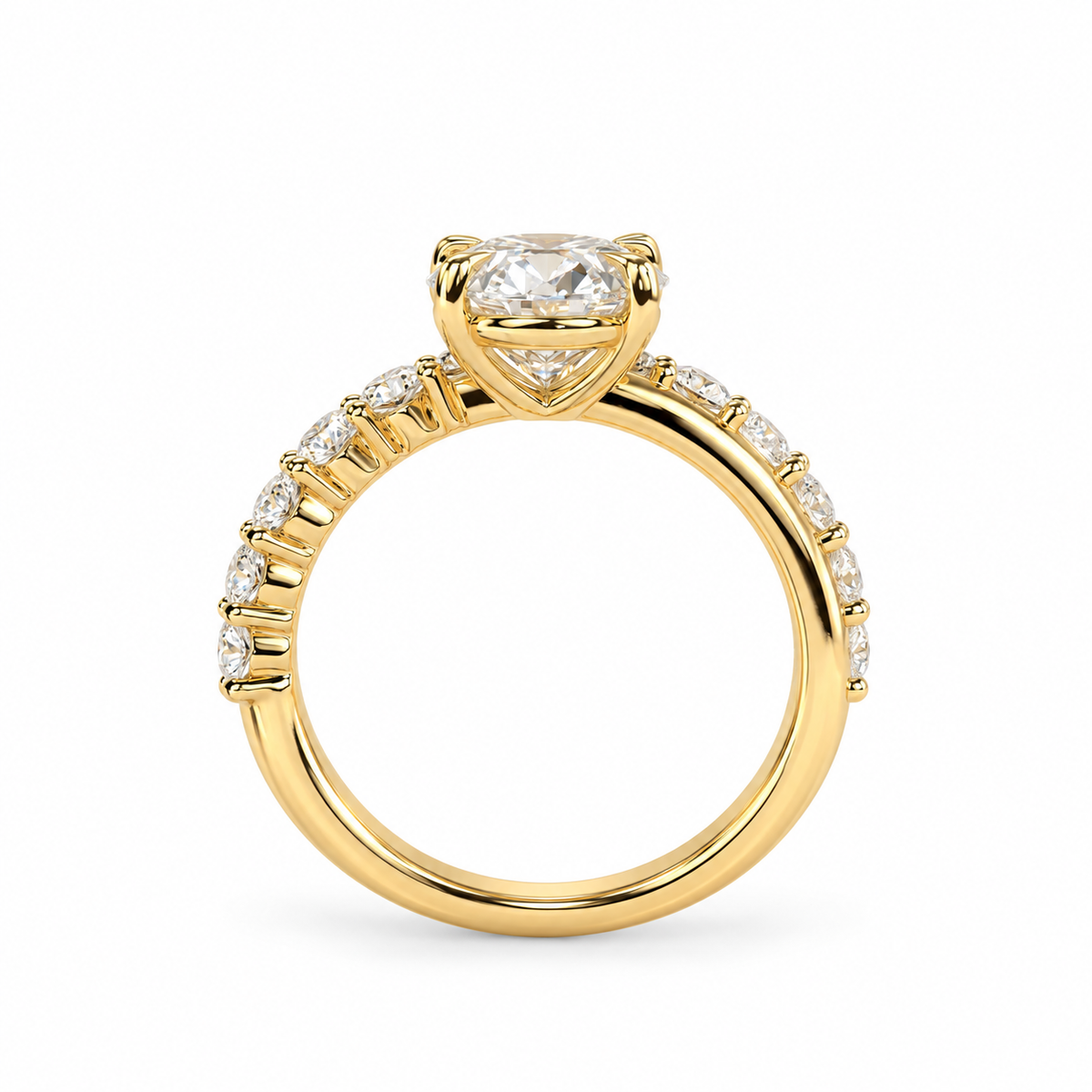 Oval Lab Grown Diamond Ring,  Halo Pavé Engagement