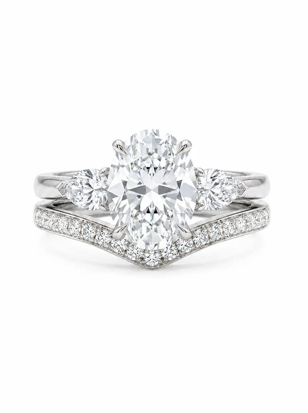 2ct Oval Three-Stone & Scalloped Curve Band