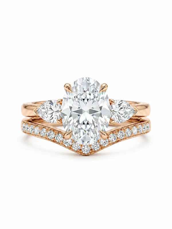 2ct Oval Three-Stone & Scalloped Curve Band