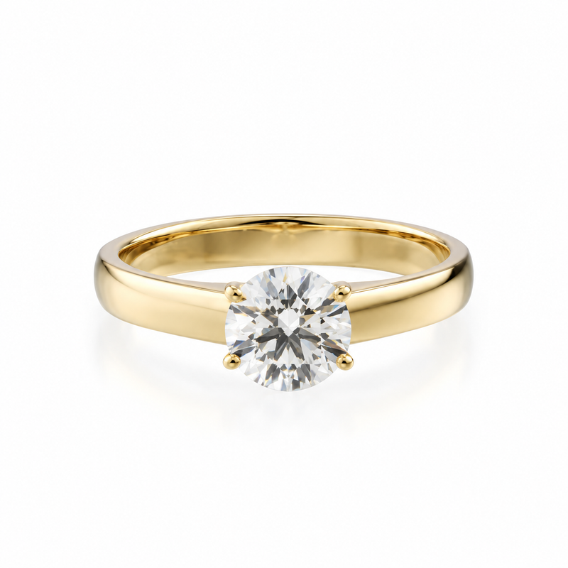 0.75 ct Round Cut Lab Grown Diamond & Moissanite Ring