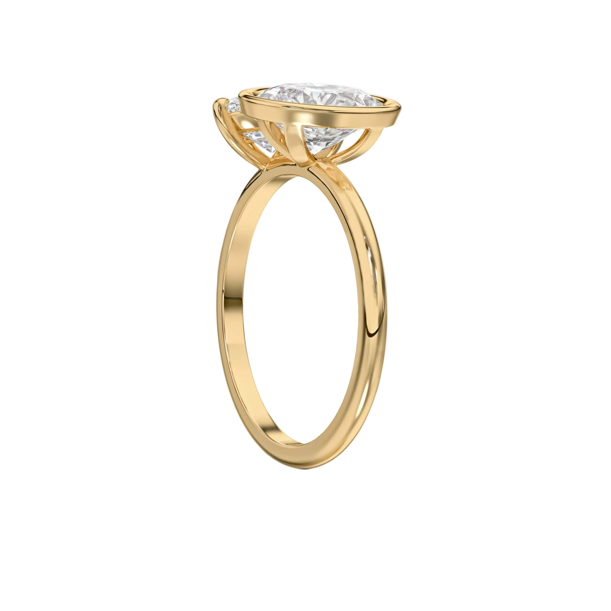 Two Oval Lab Grown Diamond & Moissanite Diamond Bezel Toi et Moi Ring