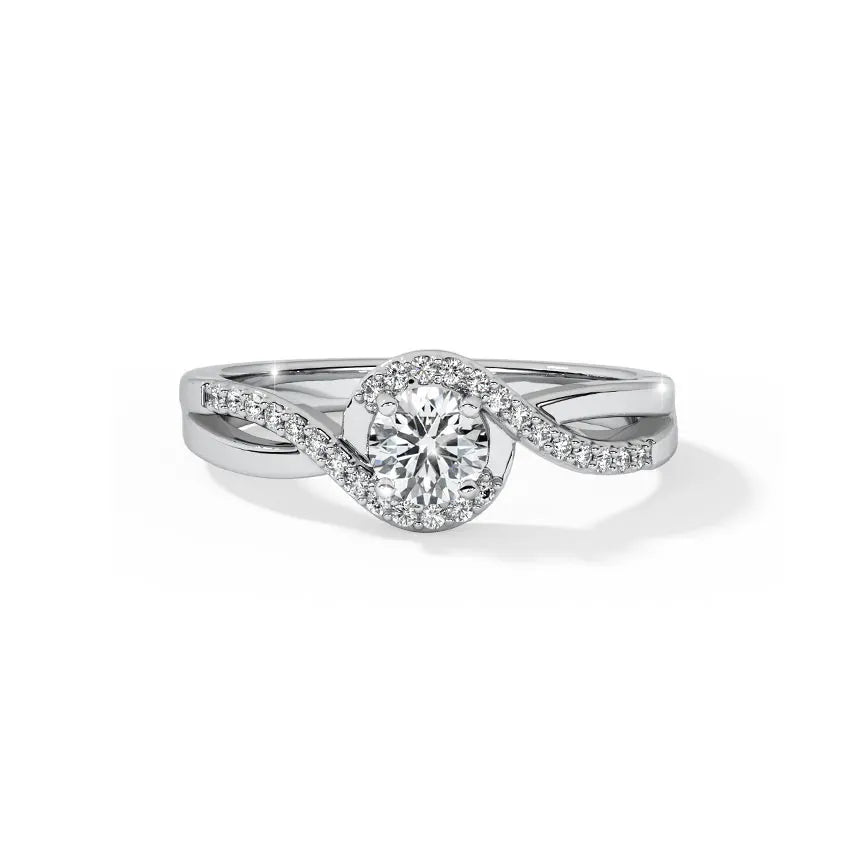 Round Cut Lab Grown Diamond And Moissanite Halo Pavé Engagement Ring