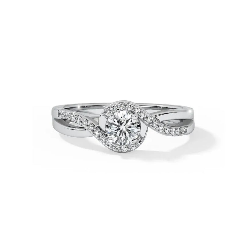 Round Cut Lab Grown Diamond And Moissanite Halo Pavé Engagement Ring