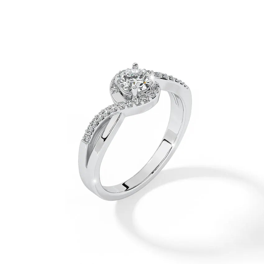 Round Cut Lab Grown Diamond And Moissanite Halo Pavé Engagement Ring
