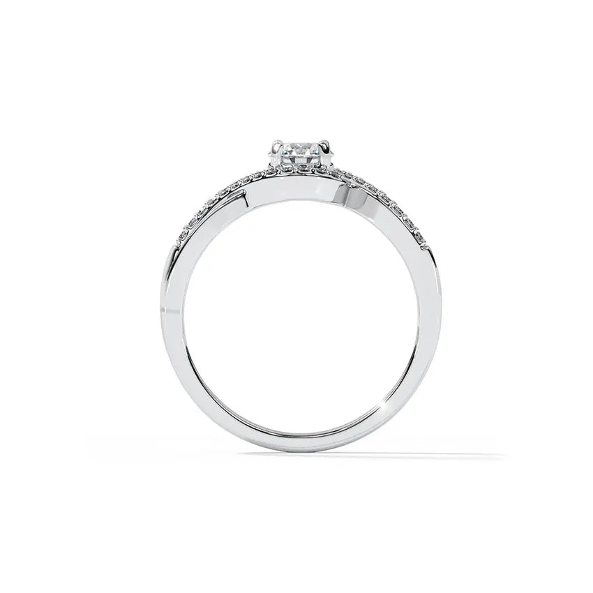 Round Cut Lab Grown Diamond And Moissanite Halo Pavé Engagement Ring