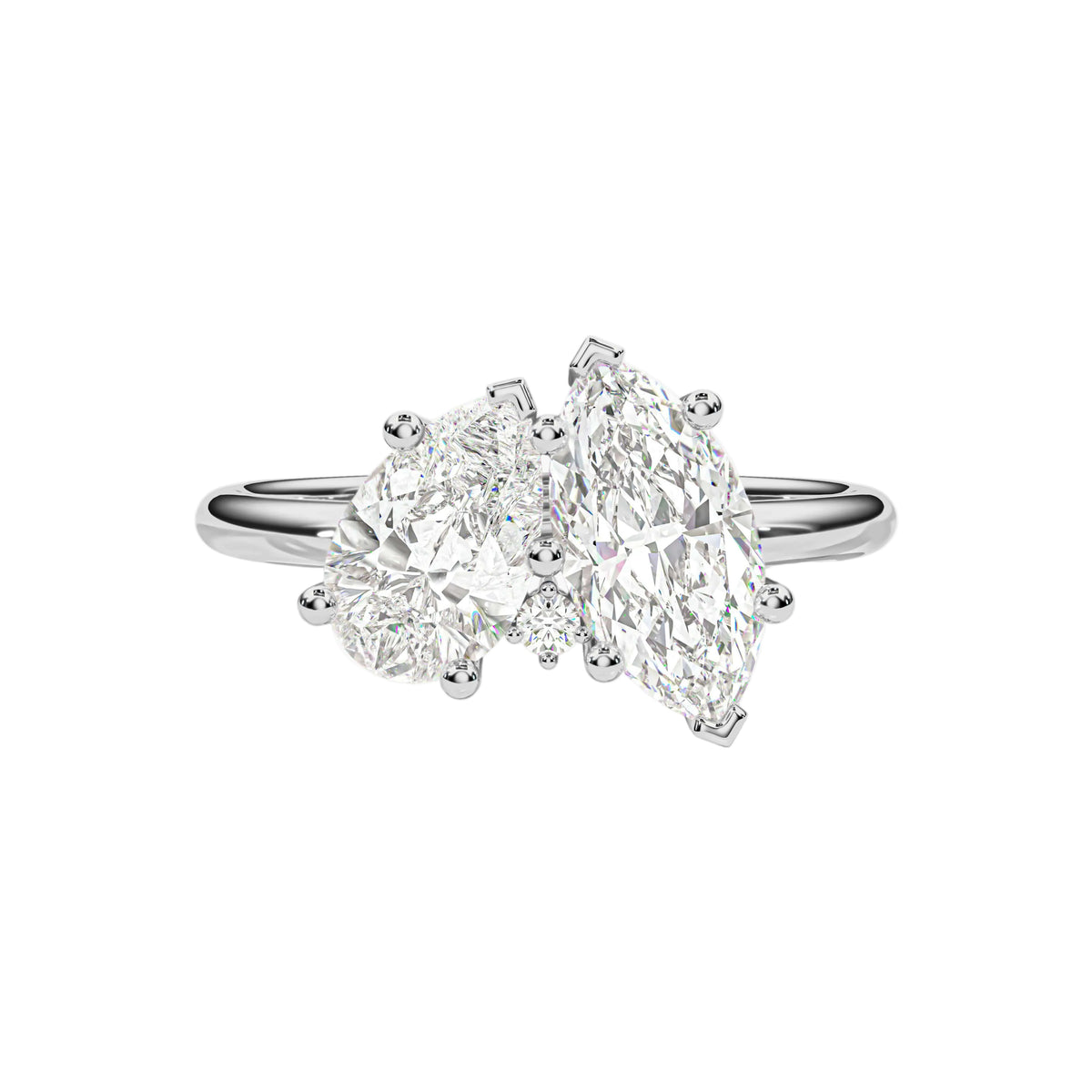 Toi et Moi Pear and Marquise Engagement Ring