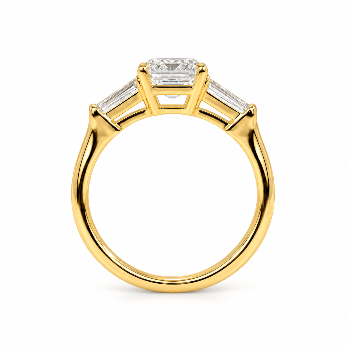 2 Carat Emerald Cut Trilogy Ring Lab Grown Diamond Engagement Ring