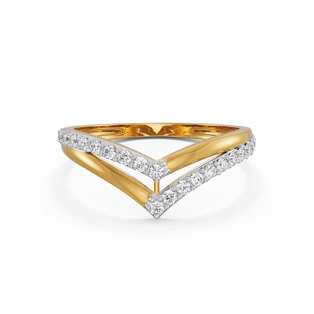 Chevron Pavé Lab Grown Diamond & Moissanite Stackable Ring