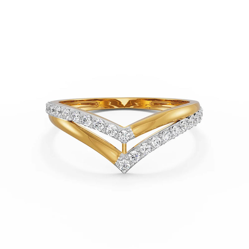 Chevron Pavé Lab Grown Diamond & Moissanite Stackable Ring