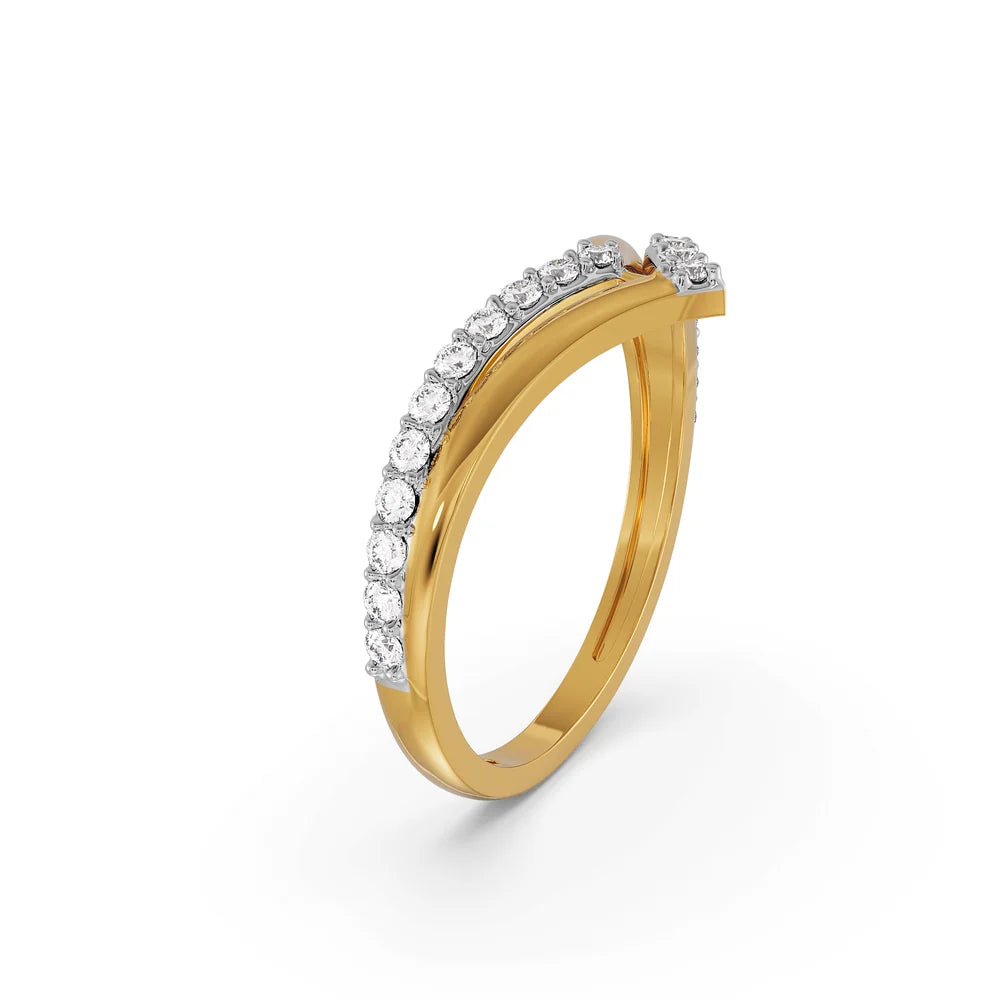 Chevron Pavé Lab Grown Diamond & Moissanite Stackable Ring