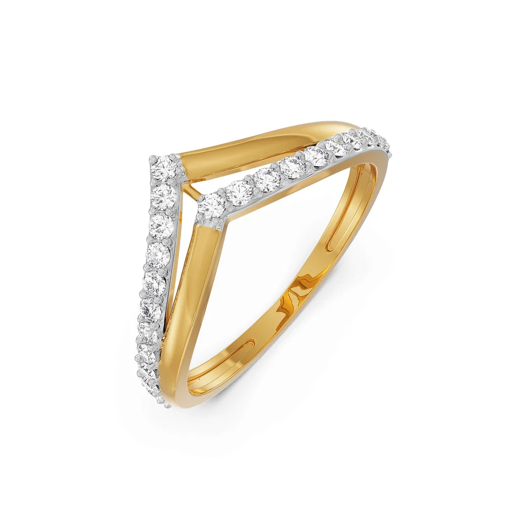 Chevron Pavé Lab Grown Diamond & Moissanite Stackable Ring