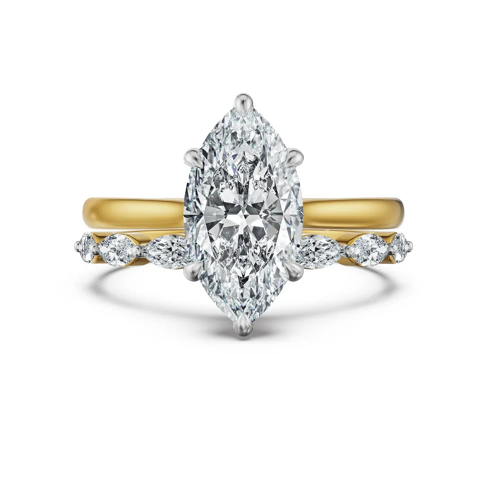Marquise Stackable Lab Grown Diamond & Moissanite Bridal Ring Set