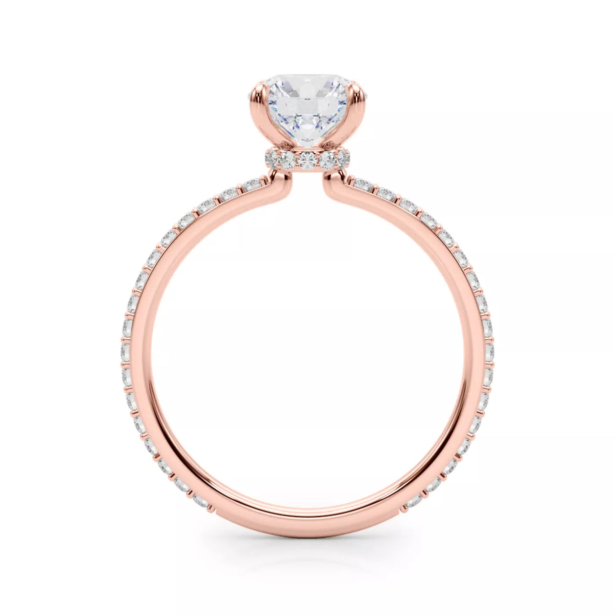 Round Cut Halo Engagement Ring Lab Grown Diamond & Moissanite Diamond