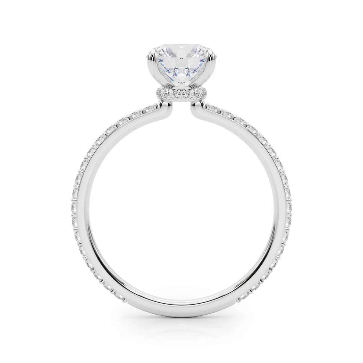 Round Cut Halo Engagement Ring Lab Grown Diamond & Moissanite Diamond