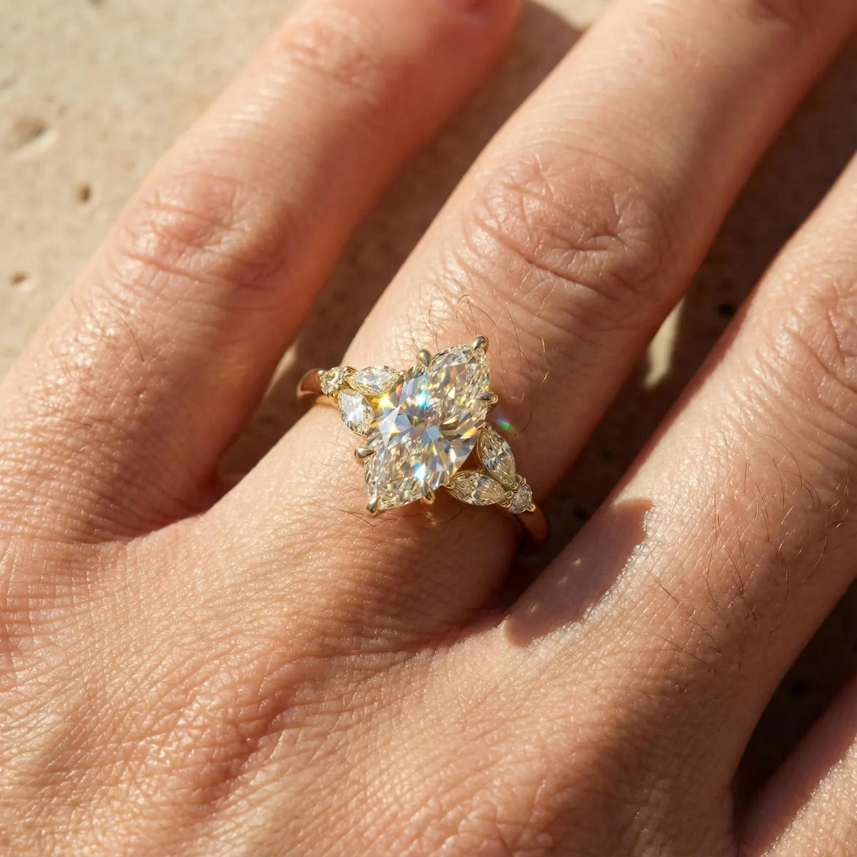Marquise Cluster Engagement Ring Lab-Cut Diamond – Prong Setting Diamond Cluster Ring