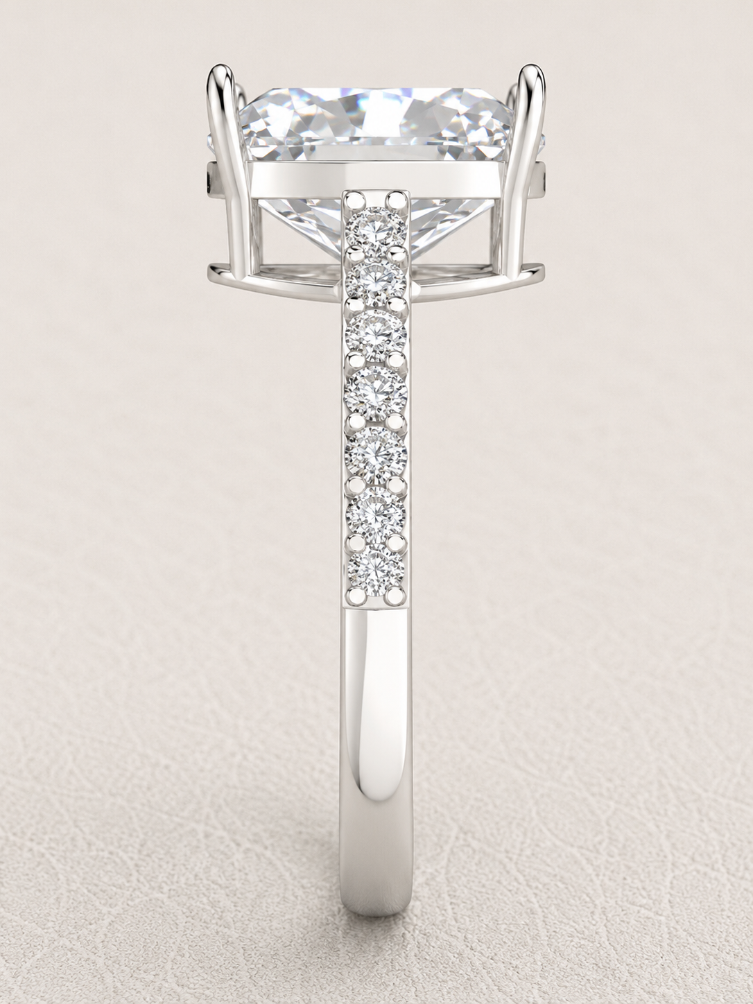 Oval Cut Lab Grown Diamond & Moissanite Halo Engagement Ring with Pavé Band