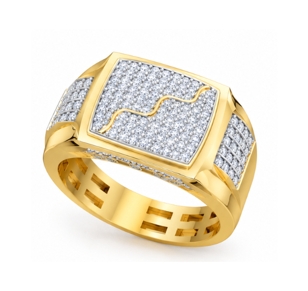 Men's Hip Hop Lab-Grown Diamond & Moissanite Pave Signet Ring