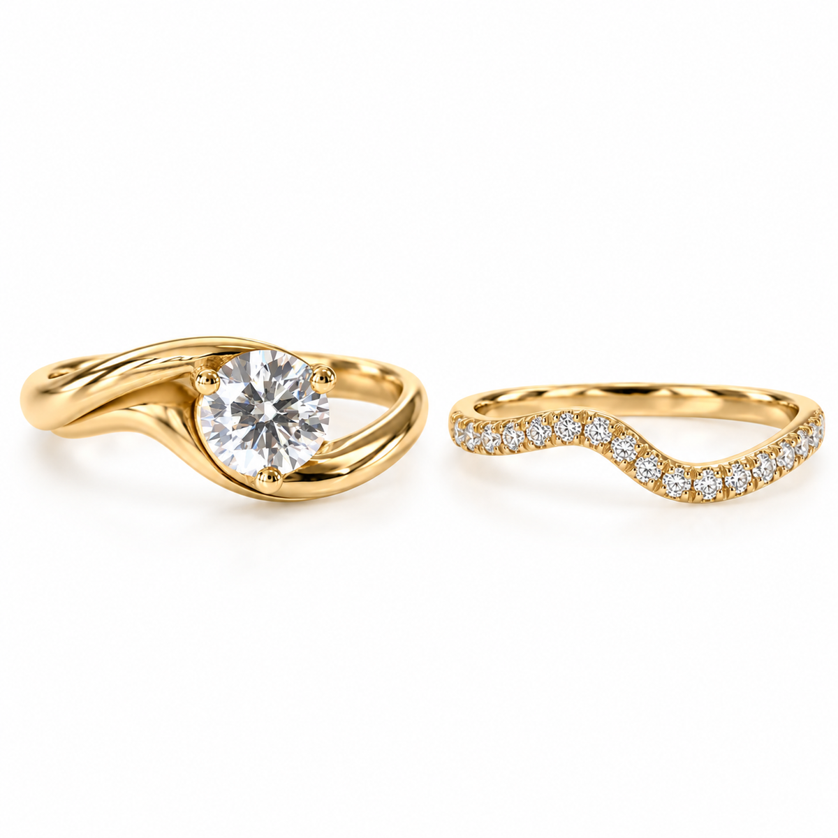 1.25 CT Round Swirl Solitaire Lab Grown Diamond Bridal Set