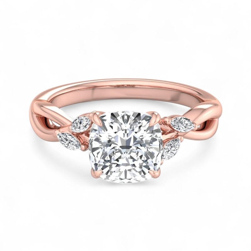 2.00ct Cushion Cut Lab Grown Diamond Twisted Pave Engagement Ring