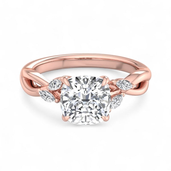 2.00ct Cushion Cut Lab Grown Diamond Twisted Pave Engagement Ring