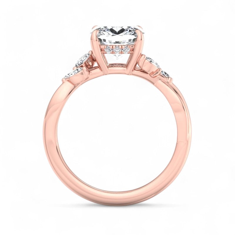 2.00ct Cushion Cut Lab Grown Diamond Twisted Pave Engagement Ring