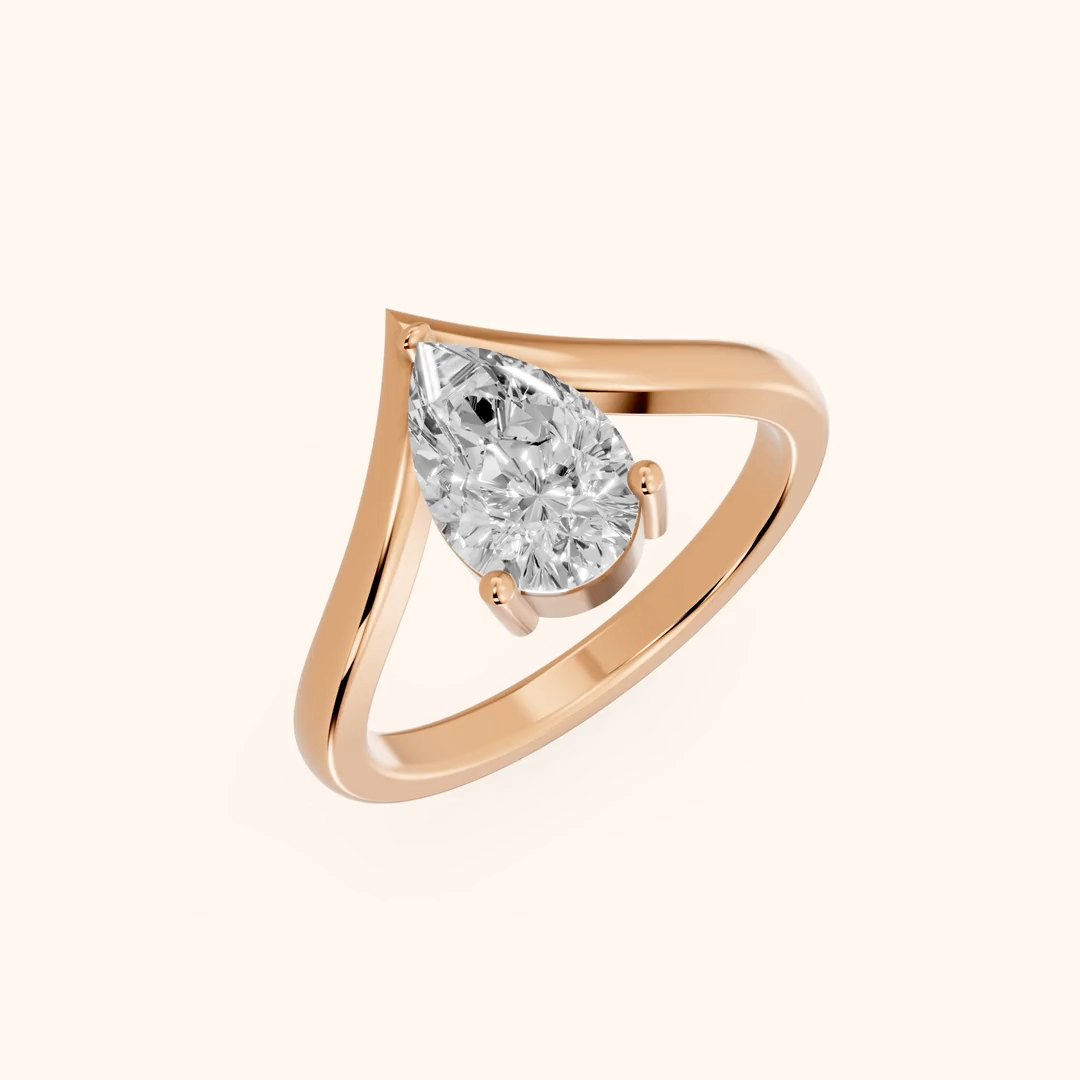Pear Cut Solitaire Engagement Ring – Lab Grown Diamond & Moissanite