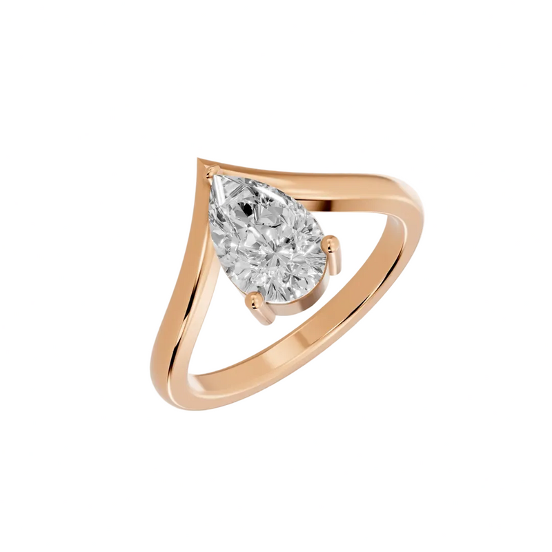 Pear Cut Solitaire Engagement Ring – Lab Grown Diamond & Moissanite