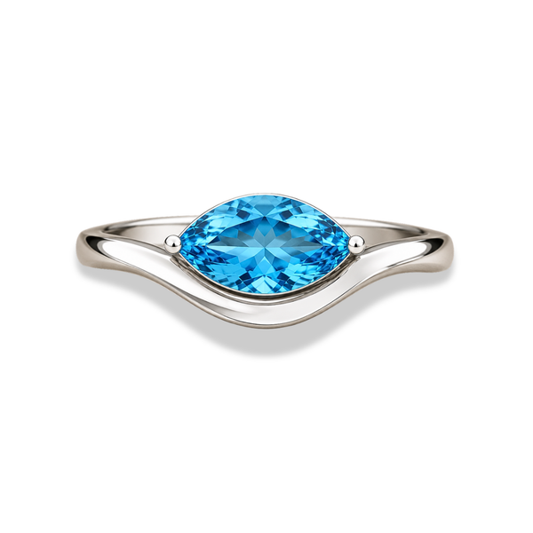 emerald lab grown diamond ring in silver, three-quarter view
