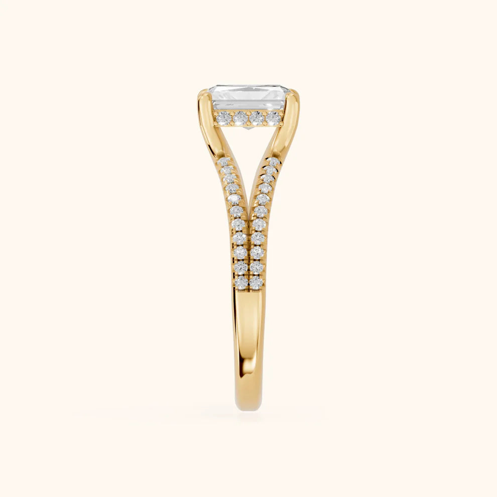 solitaire lab grown diamond engagement ring in silver, top view