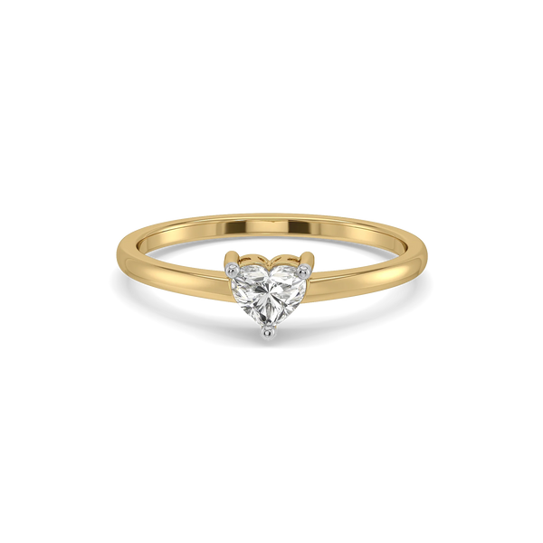 heart lab grown diamond ring in silver, three-quarter view
