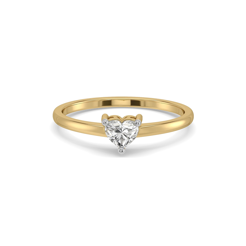 heart lab grown diamond ring in silver, three-quarter view