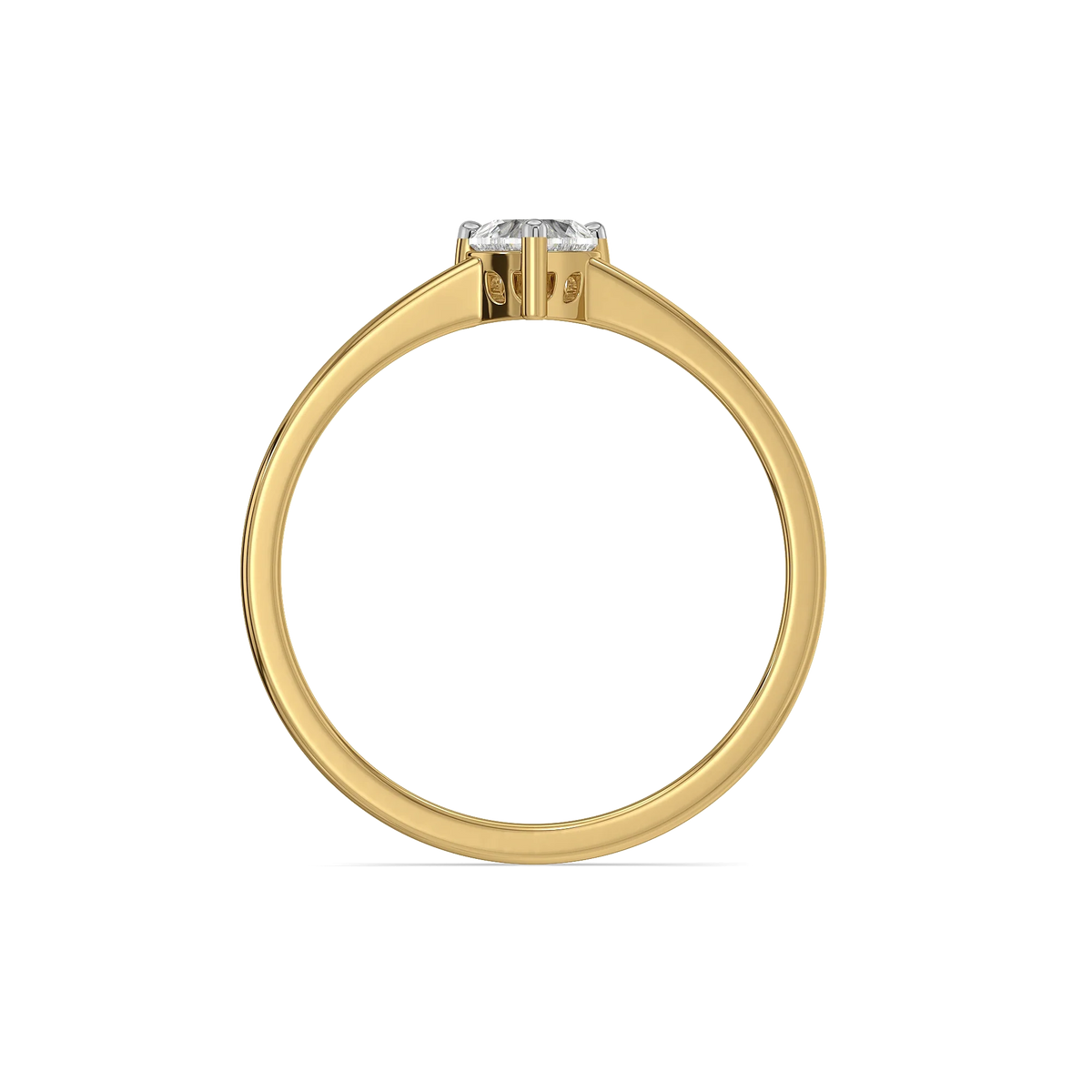 heart lab grown diamond ring in 14k, side profile