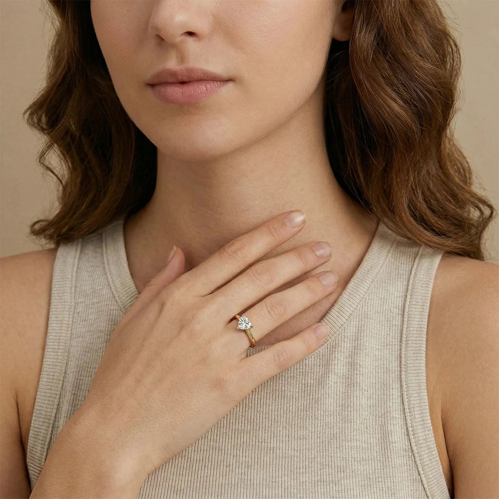 0.50 Amora Heart Solitaire Pure Gold Lab Diamond Ring
