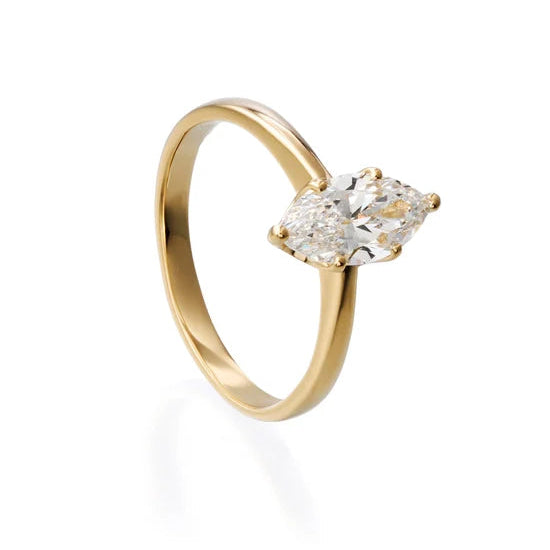 1.0 ct Marquise Cut 6 Proung Lab Grown Diamond & Moissanite Ring