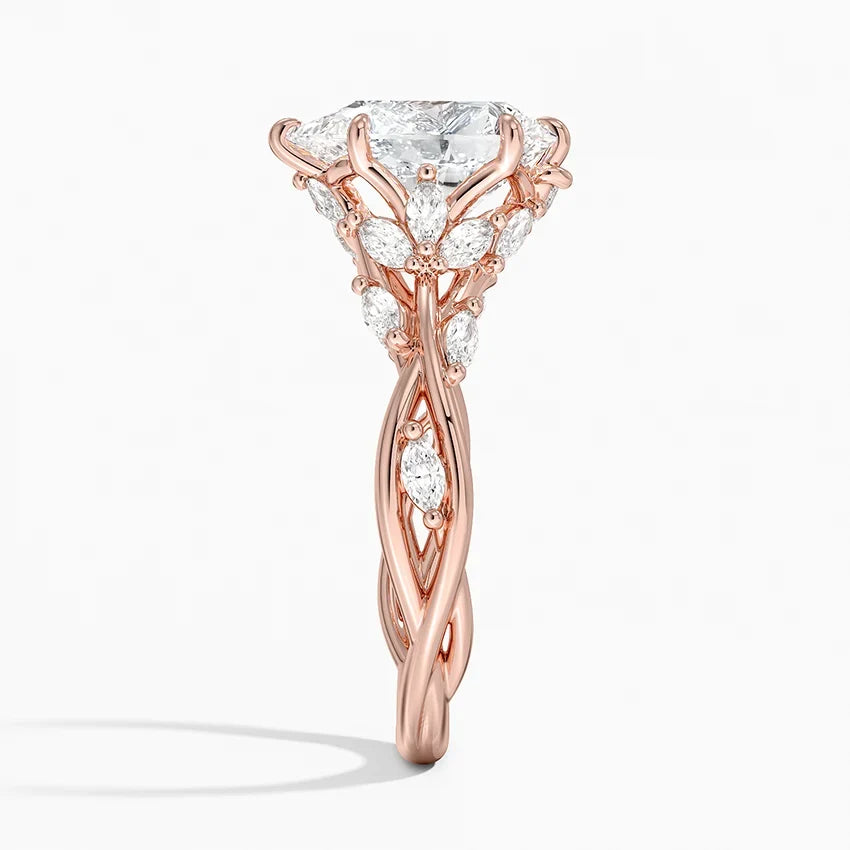 round lab grown diamond ring in 10k, top view