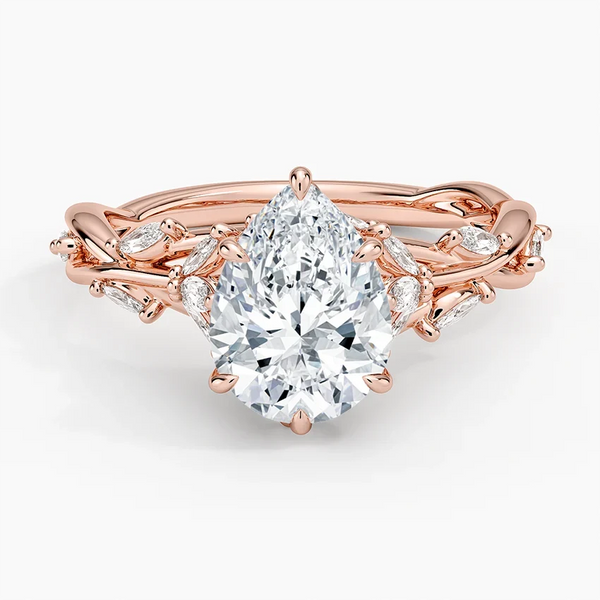 round lab grown diamond ring in 14k, close-up