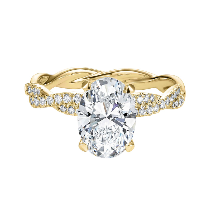 Oval Cut Hidden Halo Pave Lab-Grown Eternal Twisted Engagement Ring