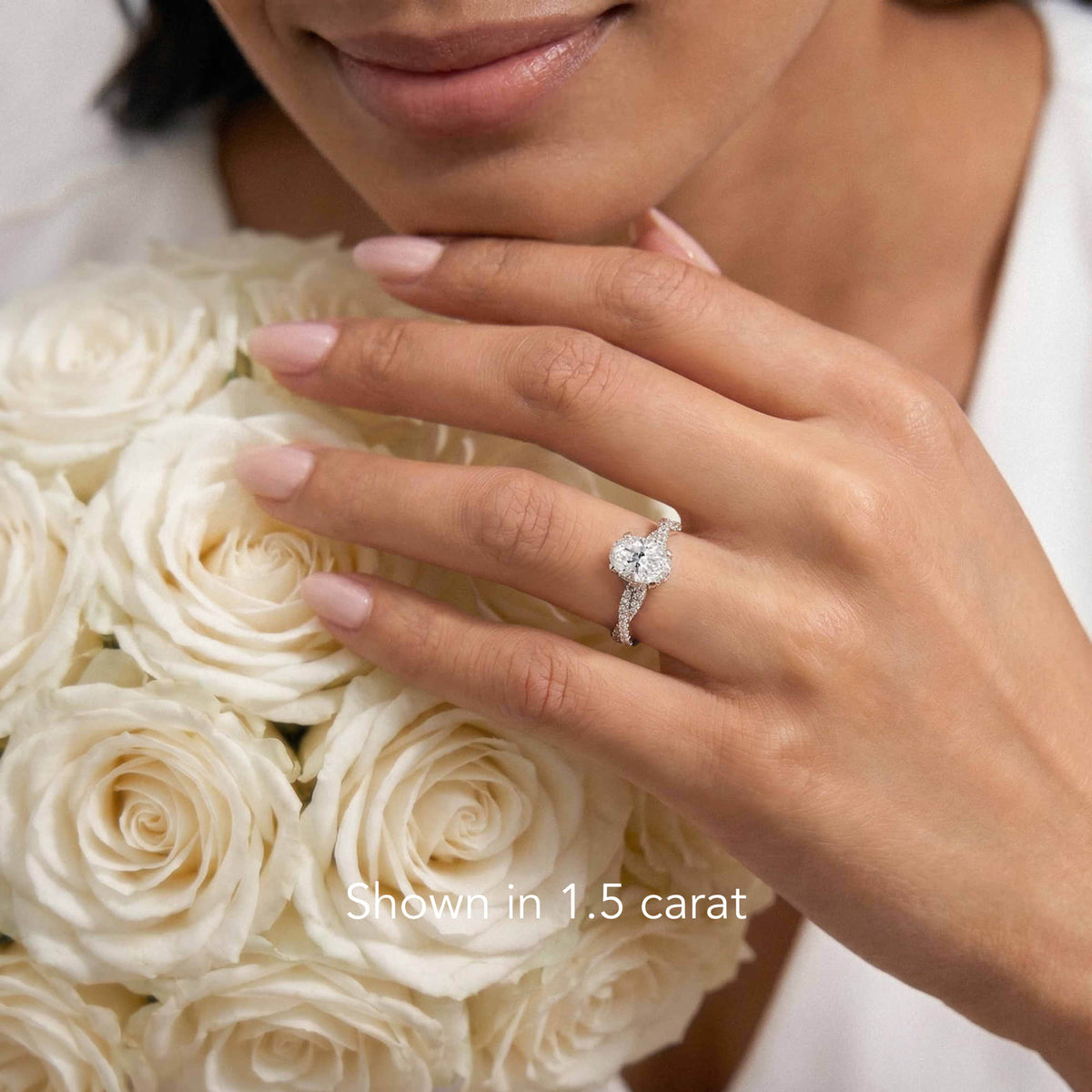 Oval Cut Hidden Halo Pave Lab-Grown Eternal Twisted Engagement Ring